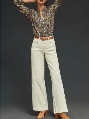 Off White Wide-Leg Pants